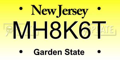 MH8K6T New Jersey License Plate