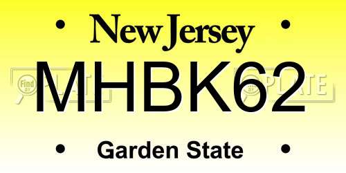 MHBK62 New Jersey License Plate
