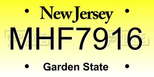 MHF7916 New Jersey License Plate