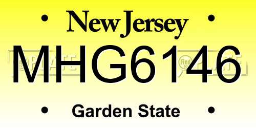 MHG6146 New Jersey License Plate