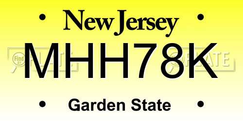 MHH78K New Jersey License Plate