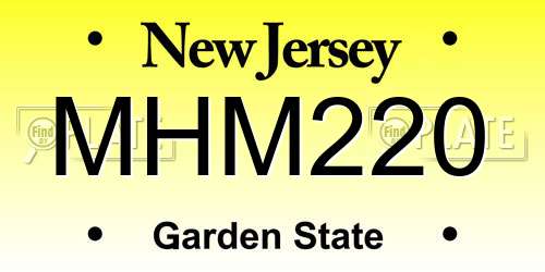 MHM220 New Jersey License Plate
