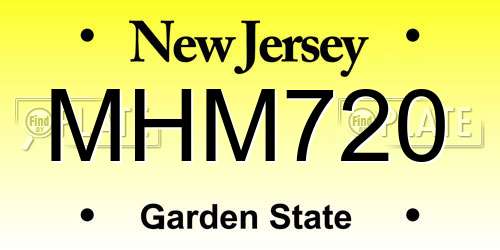 MHM720 New Jersey License Plate