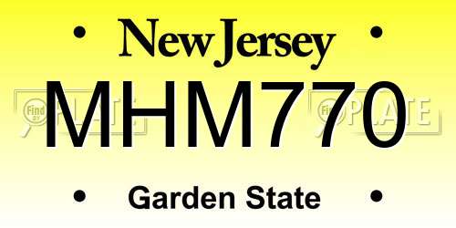MHM770 New Jersey License Plate