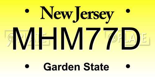 MHM77D New Jersey License Plate