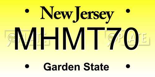 MHMT70 New Jersey License Plate
