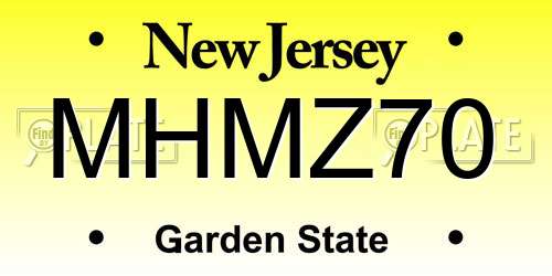 MHMZ70 New Jersey License Plate