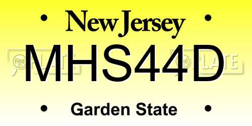 MHS44D New Jersey License Plate