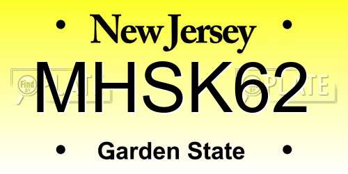 MHSK62 New Jersey License Plate