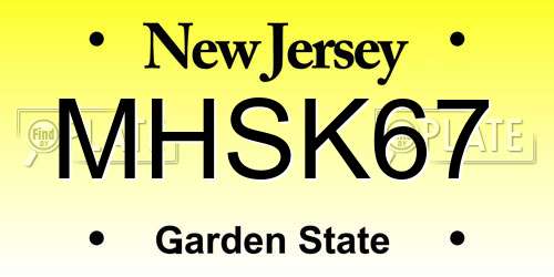 MHSK67 New Jersey License Plate