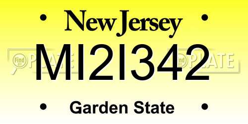 MI2I342 New Jersey License Plate