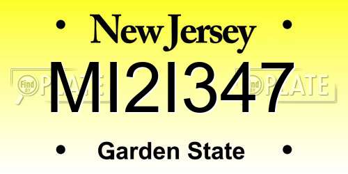 MI2I347 New Jersey License Plate