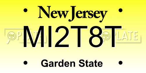 MI2T8T New Jersey License Plate