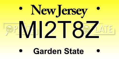 MI2T8Z New Jersey License Plate