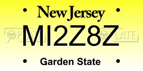 MI2Z8Z New Jersey License Plate