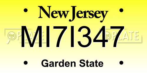 MI7I347 New Jersey License Plate