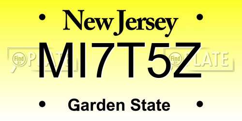 MI7T5Z New Jersey License Plate