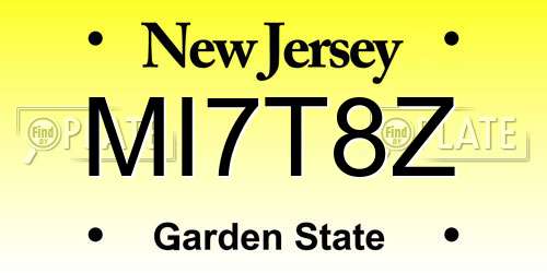 MI7T8Z New Jersey License Plate