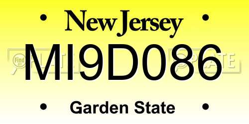 MI9D086 New Jersey License Plate