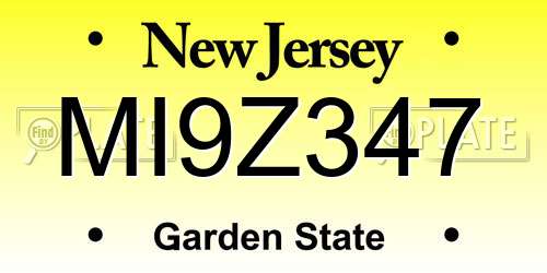MI9Z347 New Jersey License Plate