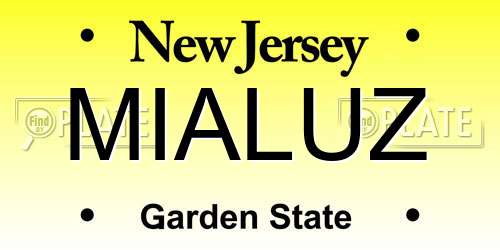 MIALUZ New Jersey License Plate