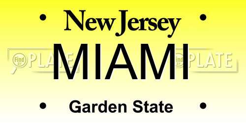 MIAMI New Jersey License Plate