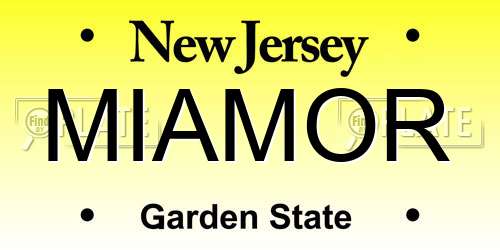 MIAMOR New Jersey License Plate