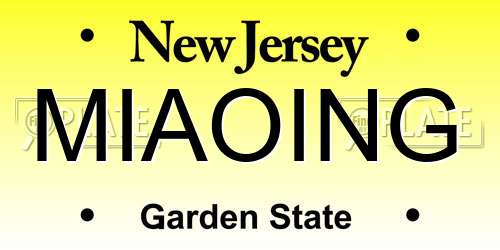 MIAOING New Jersey License Plate