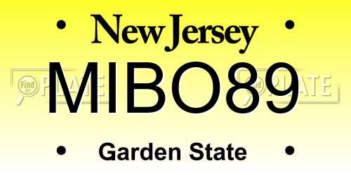 MIBO89 New Jersey License Plate