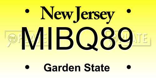 MIBQ89 New Jersey License Plate