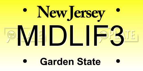 MIDLIF3 New Jersey License Plate