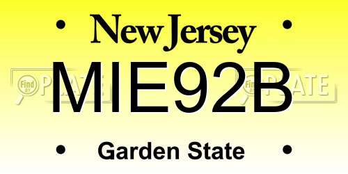 MIE92B New Jersey License Plate