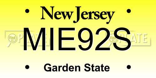 MIE92S New Jersey License Plate