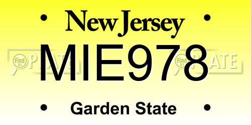 MIE978 New Jersey License Plate