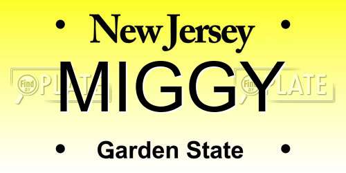 MIGGY New Jersey License Plate