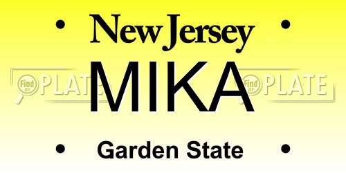 MIKA New Jersey License Plate
