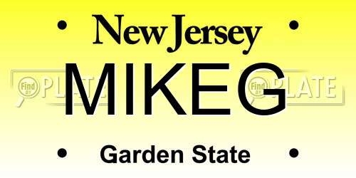 MIKEG New Jersey License Plate
