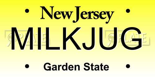 MILKJUG New Jersey License Plate