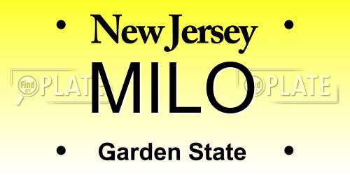 MILO New Jersey License Plate