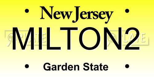 MILTON2 New Jersey License Plate