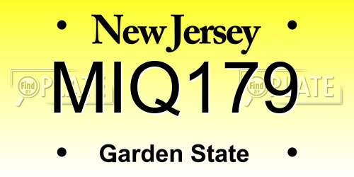 MIQ179 New Jersey License Plate