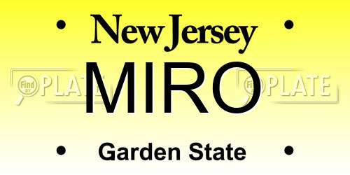 MIRO New Jersey License Plate