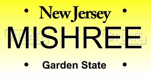MISHREE New Jersey License Plate