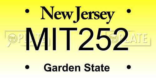 MIT252 New Jersey License Plate