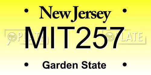MIT257 New Jersey License Plate