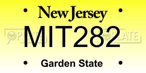 MIT282 New Jersey License Plate