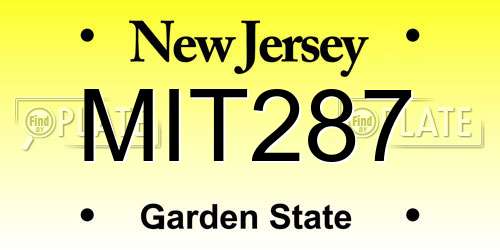 MIT287 New Jersey License Plate