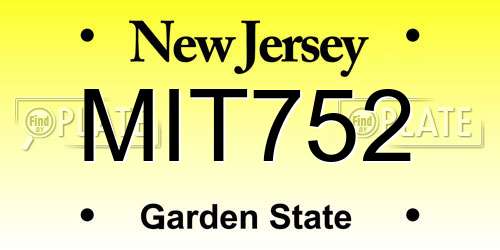 MIT752 New Jersey License Plate