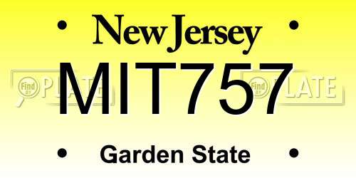 MIT757 New Jersey License Plate