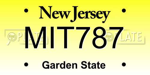 MIT787 New Jersey License Plate